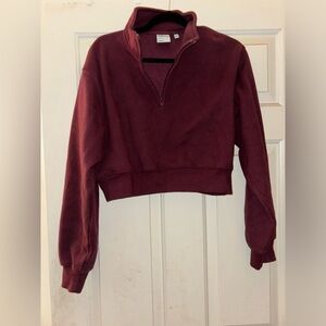 Cropped quarter zip fleece from Aritzia